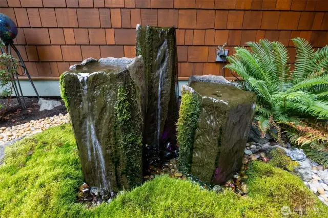 front entry lighted rock sculpture