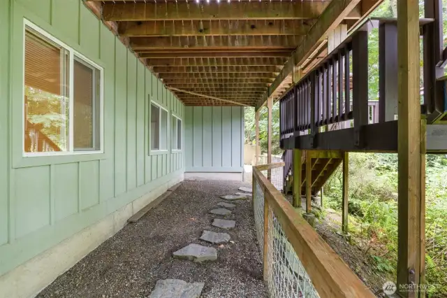 fenced area under deck