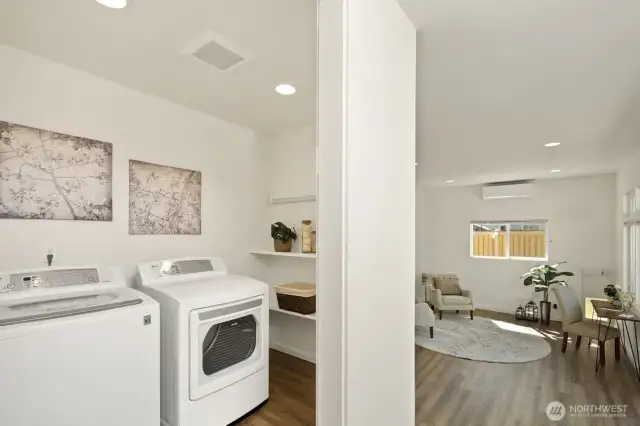 Off the kitchen is the laundry room - conveniently between the bedrooms that are on each side of the house.