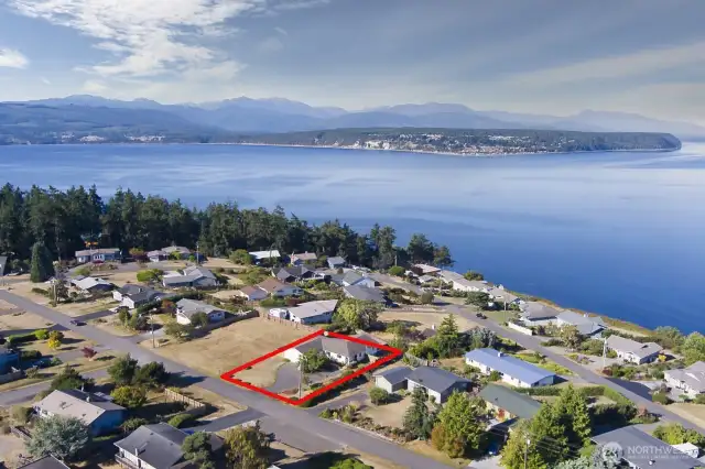 Here is an aerial view looking toward the south - the property is outlined in red