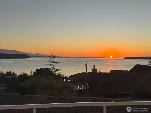 the view from the deck at sunset.  Welcome home!