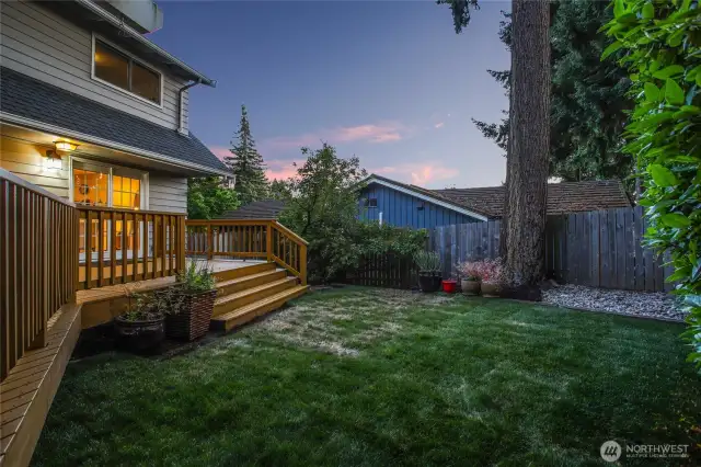 Very private, fenced backyard.