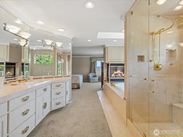 Double Vanity, Large Custom Walk-in Shower