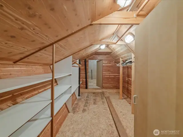 Cedar Closet Custom Built in the Large Attic has Shelving and Tons of Space