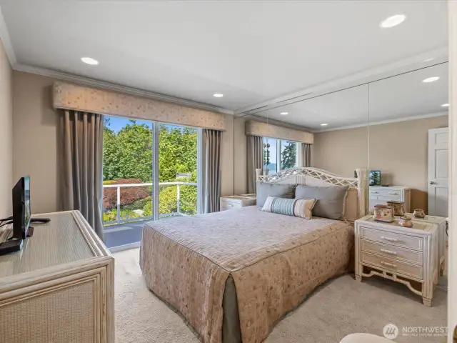 Bedroom #2 with View of Puget Sound, Lush Yard......