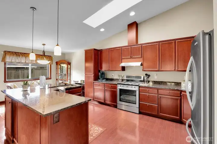 Spacious kitchen with plenty of counter space and storage.