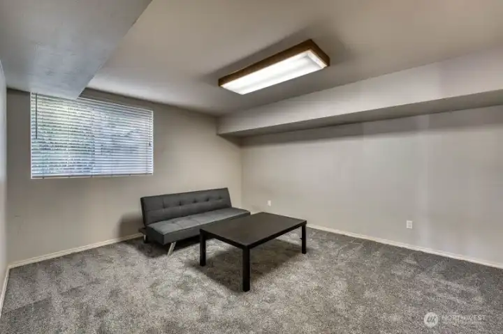 Lower level floor 1 Bonus room.  Can be used for entertainment, gaming, work outs, or office.