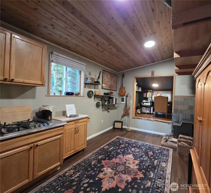 main room with office nook