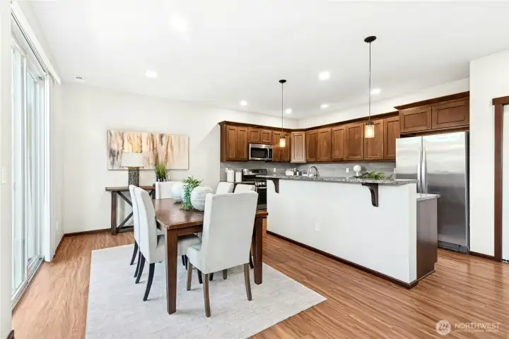Dining area opening to backyard