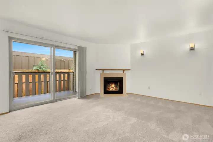 Wood Burning Fireplace in Living Room
