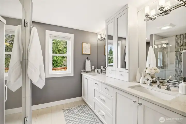 Updated primary bathroom with clean, modern finishes