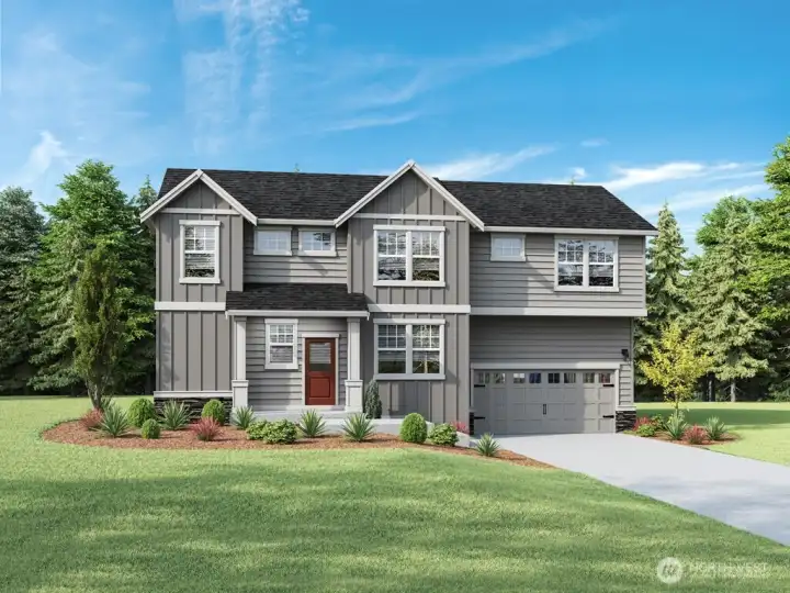 Will be a 3 car elevation B with dropped garage for extra storage.