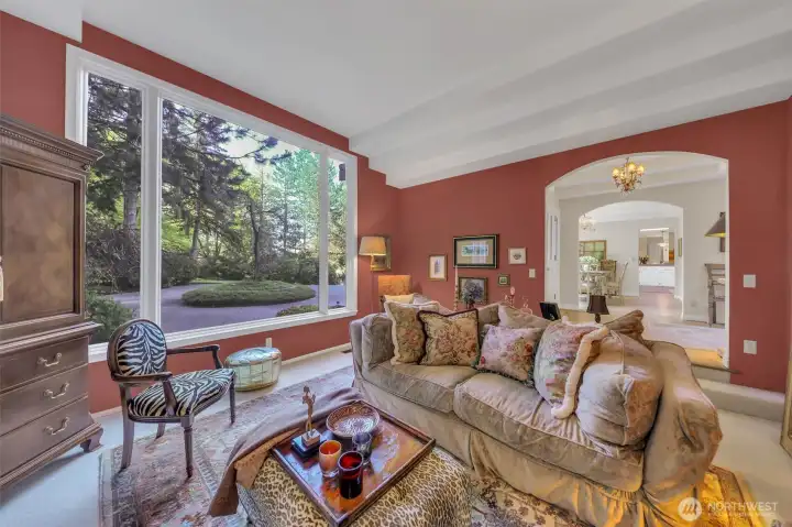 Living room with giant picture window.