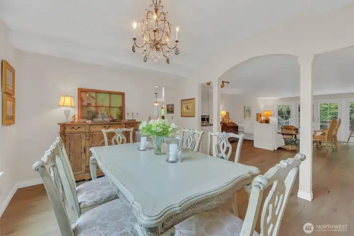 Dining room opends to the family room for great flow.