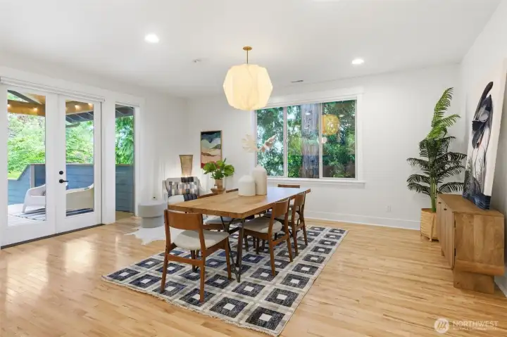 Plenty of room to entertain in this space. And it opens onto the covered back deck.