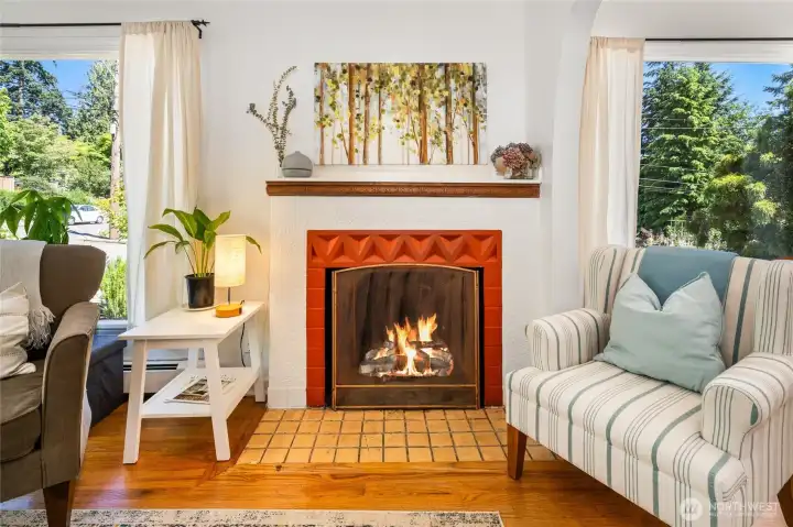 Wood burning fireplace to keep you warm in the colder weather.
