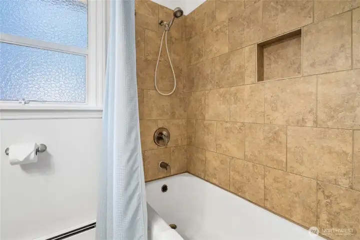 Wonderful soaking tub in the main floor bath.