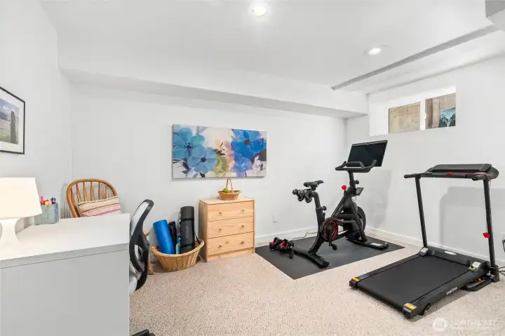 The second lower level bedroom has been used as the excercise room.