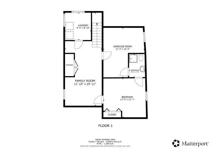 Lower level floor plan.