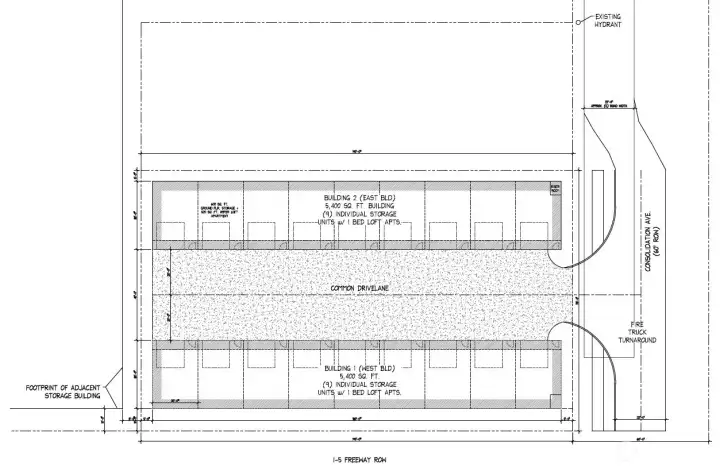 Preliminary Site Plan for 18 Storage units