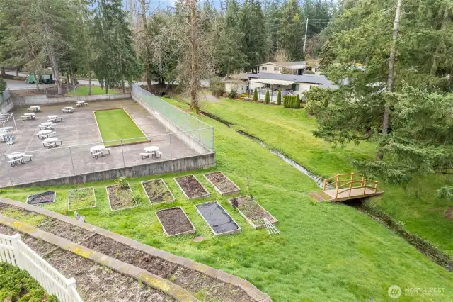 Community garden area, outside event area