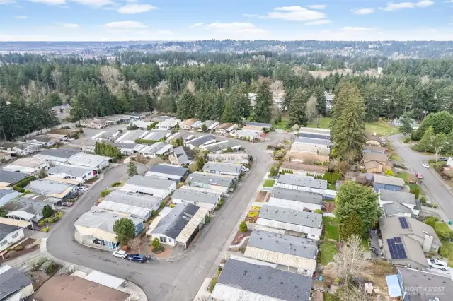 Aerial view of neighborhood
