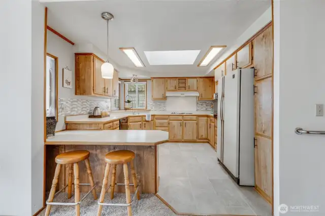 Kitchen with chair height eating area for 2
