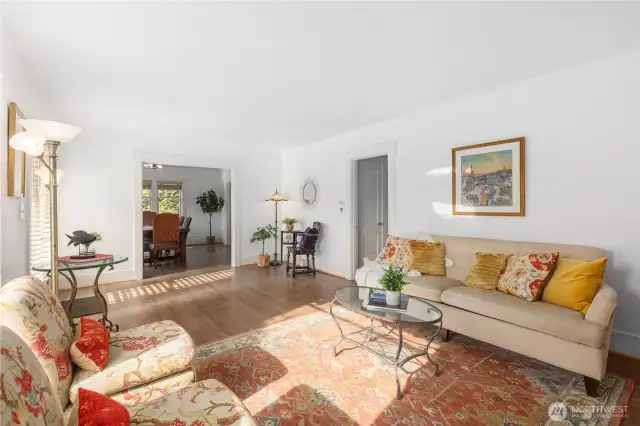 Elegant living room with hardwood floors
