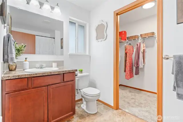 Primary bathroom walk through to your huge walk in closet