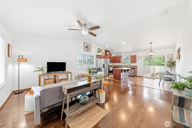 Walking in the front door to your open concept living area.
