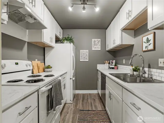 Newly renovated kitchen - cabinets, counters, sink/faucet & fixtures!