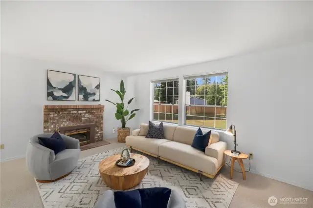 There is a gas (propane) fireplace located in the living room, and the carpets have recently been professionally shampooed, ensuring a clean and fresh environment.