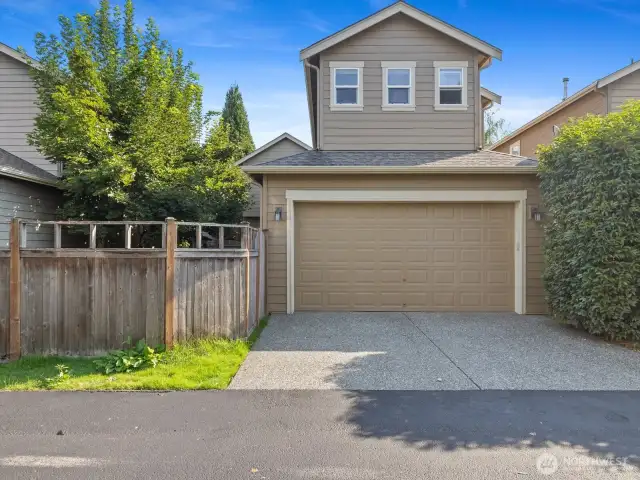 Garage entry is in the rear of the home