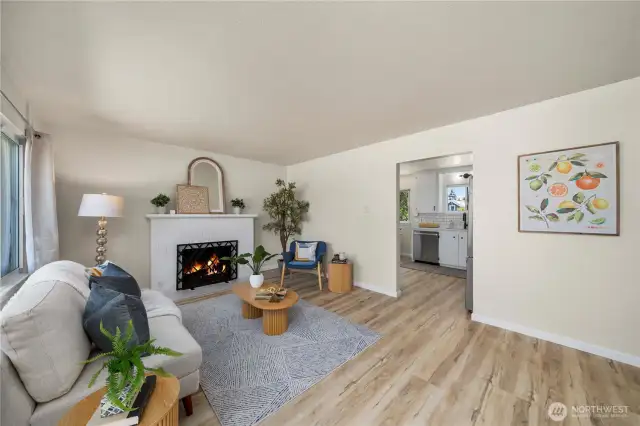 Cozy wood fireplace