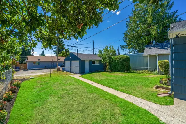 Large fenced backyard