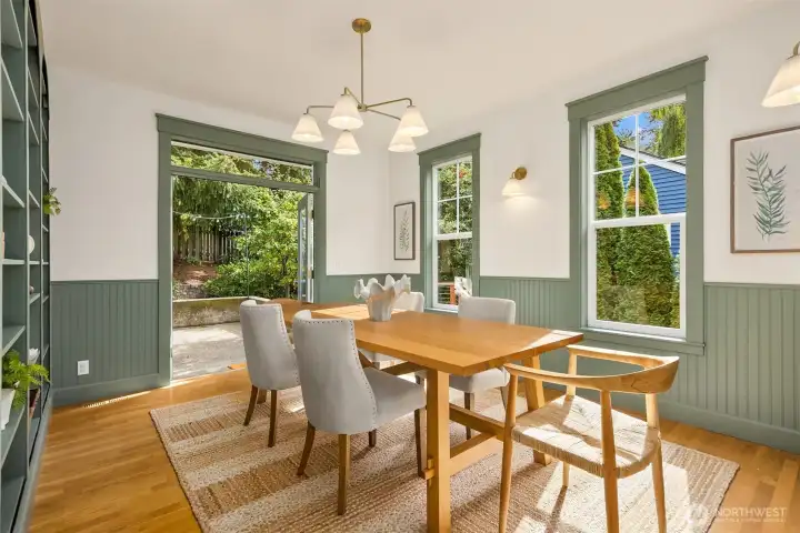 French doors allow for indoor/outdoor entertaining, dining, living.