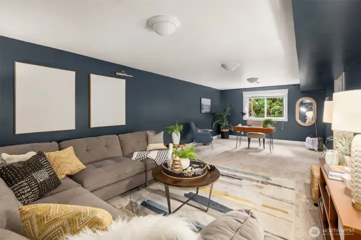 The lower level family room.