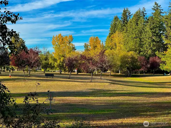 The Hillandale private park just across the quiet street.