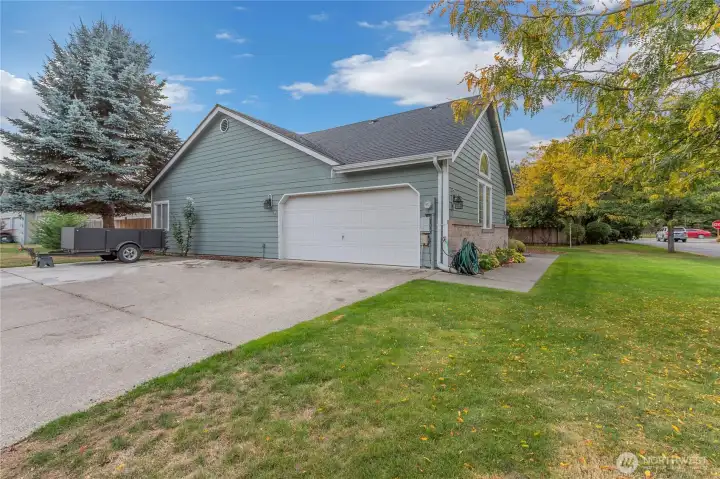 Paved garage entry