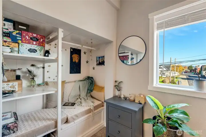 Bedroom #4 closet converted to reading nook.