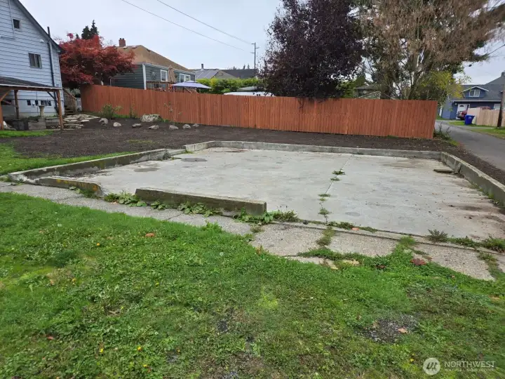 The concrete pad can be reused for a new garage if desired.