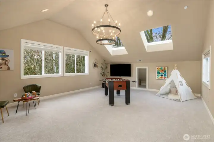 Upper floor Playroom/Family room is ready for your needs, wants and imagination. The little door is great storage or a child's 'hideaway'.