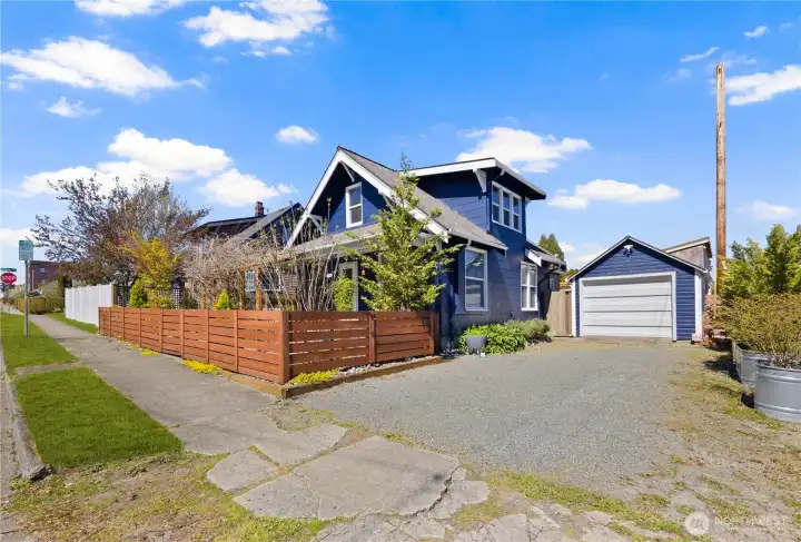 Fully fenced yard with three points of entry