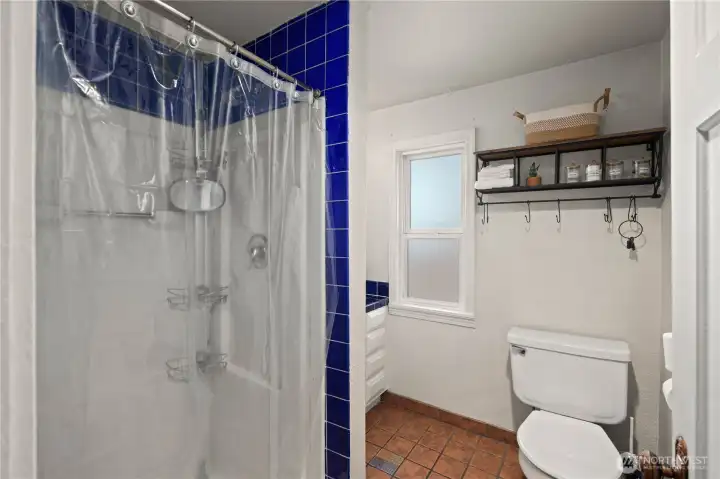 Artistically tiled bathroom