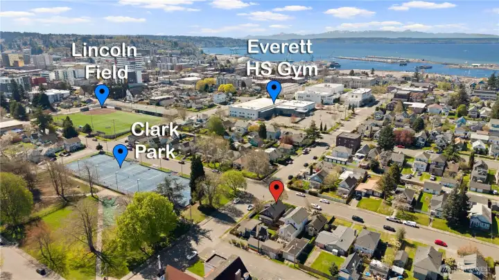 Neighboring sports fields and high school