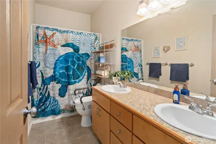 Second bathroom across from bedroom #2.