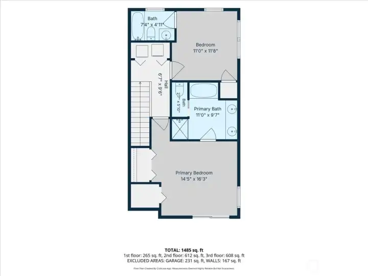 Upper floor with two primary suites Upper floor with two primary suites