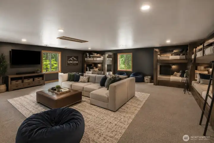 Flex space above the garage offers endless possibilities—create a bunk room, media room, home gym, private office, or the ultimate game room. Use your imagination and make this versatile space your own! Photo is virtually staged.