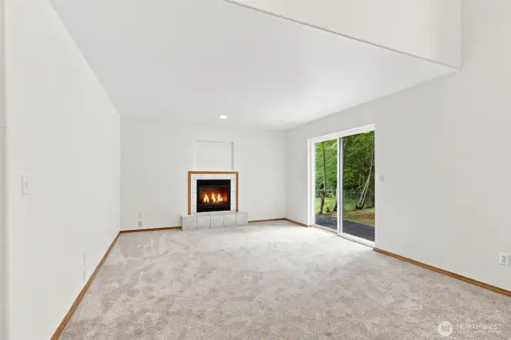 Large family room with walk out to back yard Large family room with walk out to back yard