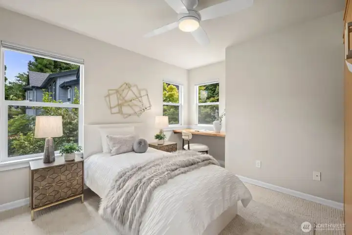 Bedroom #2 with built in Desk/Murphy Bed/Shelves